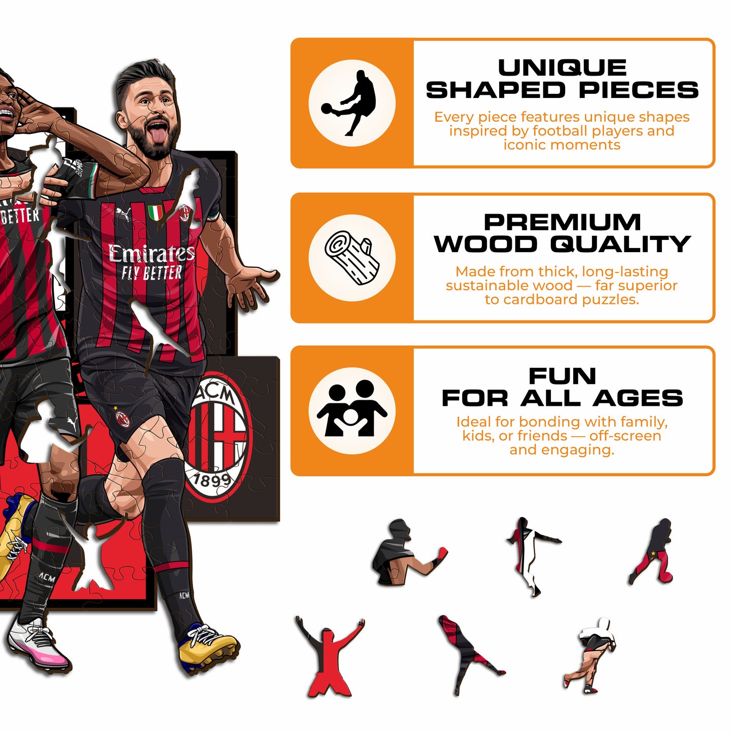 AC Milan® 5 Players - Wooden Puzzle (LIMITED EDITION)
