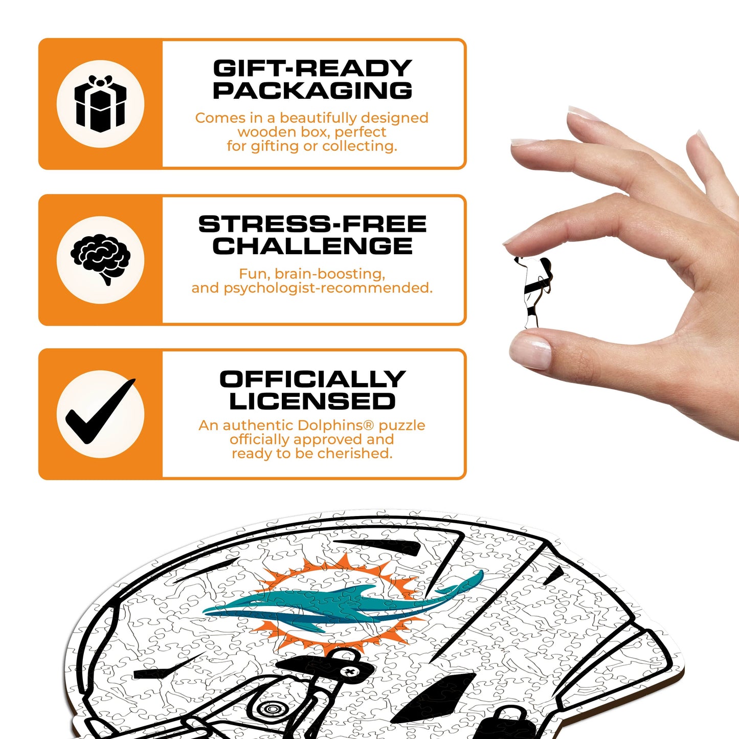 Miami Dolphins™ Helmet- Wooden Puzzle