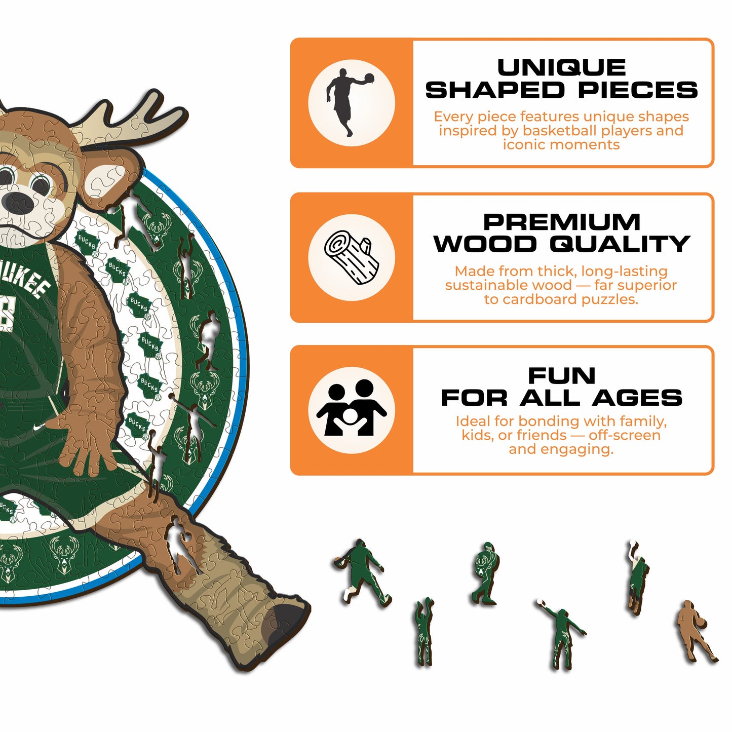 Milwaukee Bucks™ Mascot - Wooden Puzzle