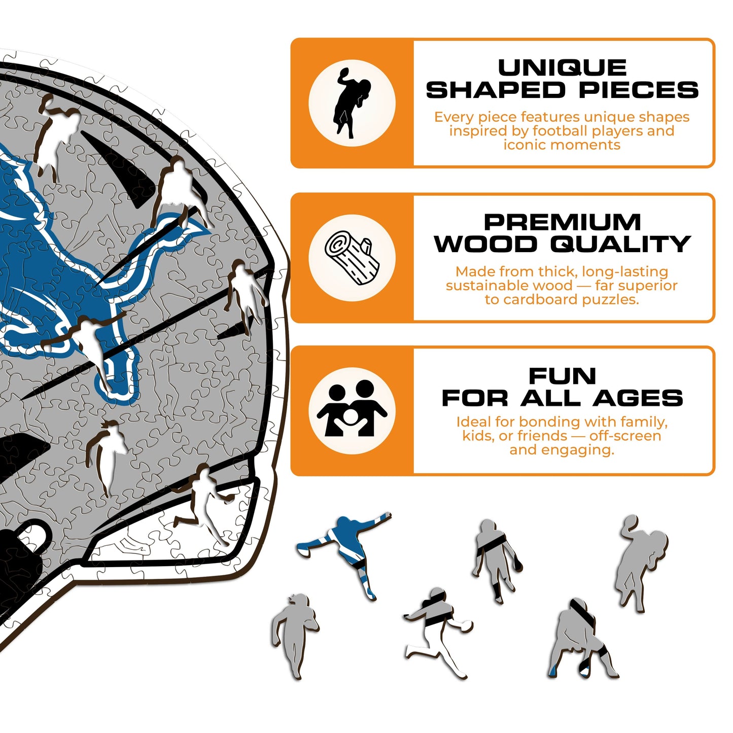Detroit Lions™ Helmet - Wooden Puzzle