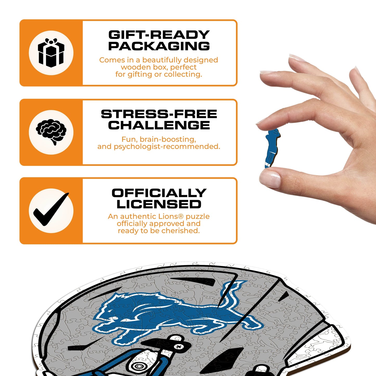 Detroit Lions™ Helmet - Wooden Puzzle