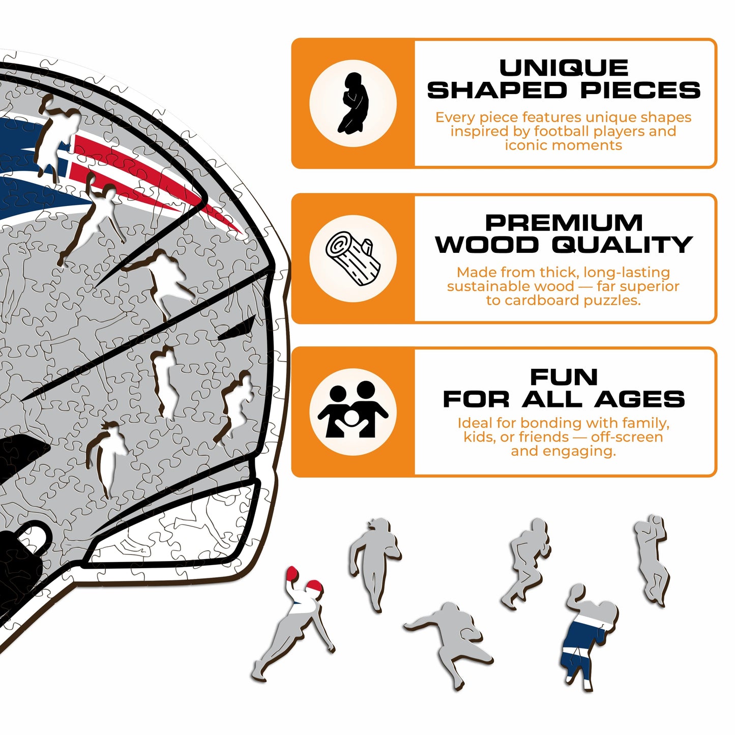 New England Patriots™ Helmet - Wooden Puzzle
