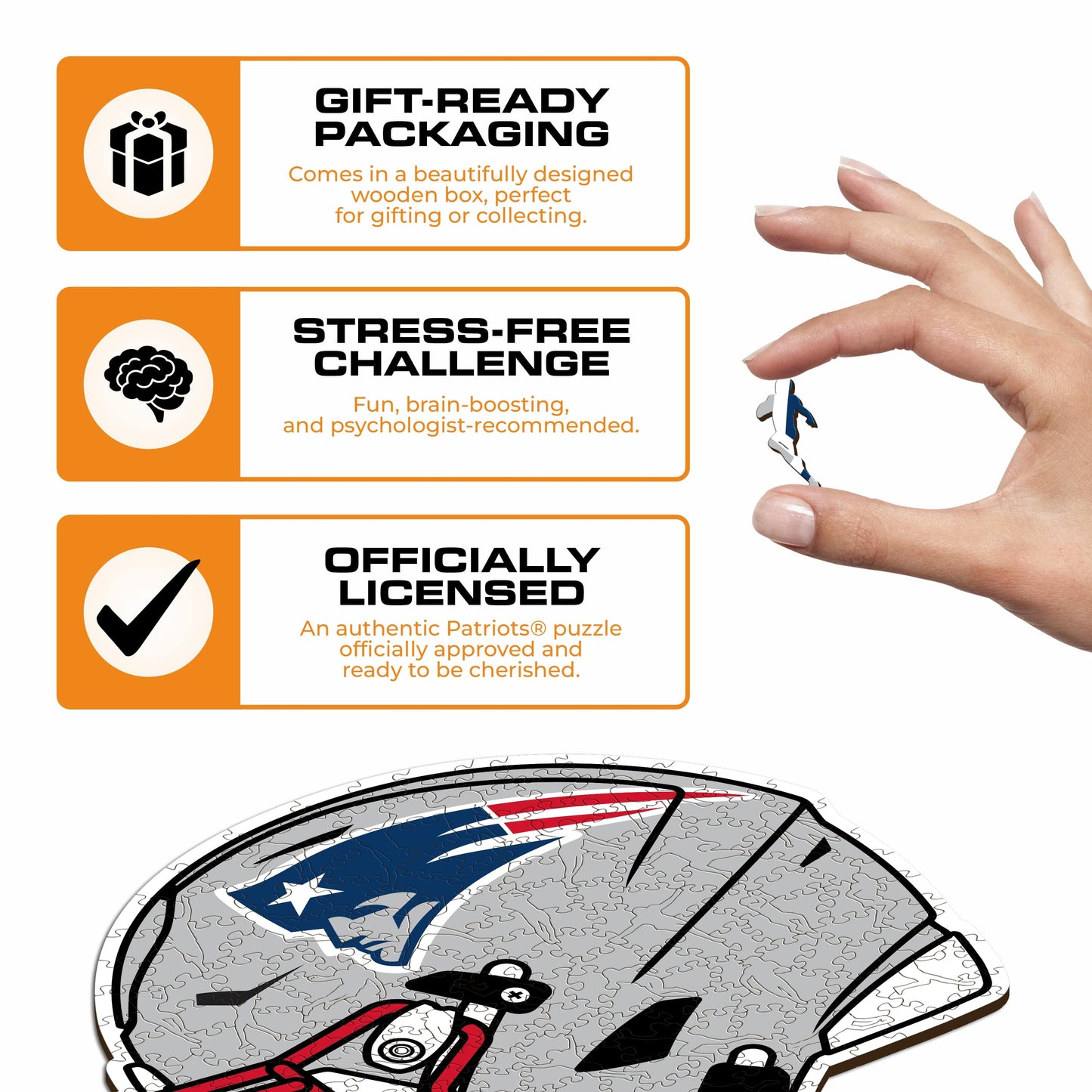 New England Patriots™ Helmet - Wooden Puzzle