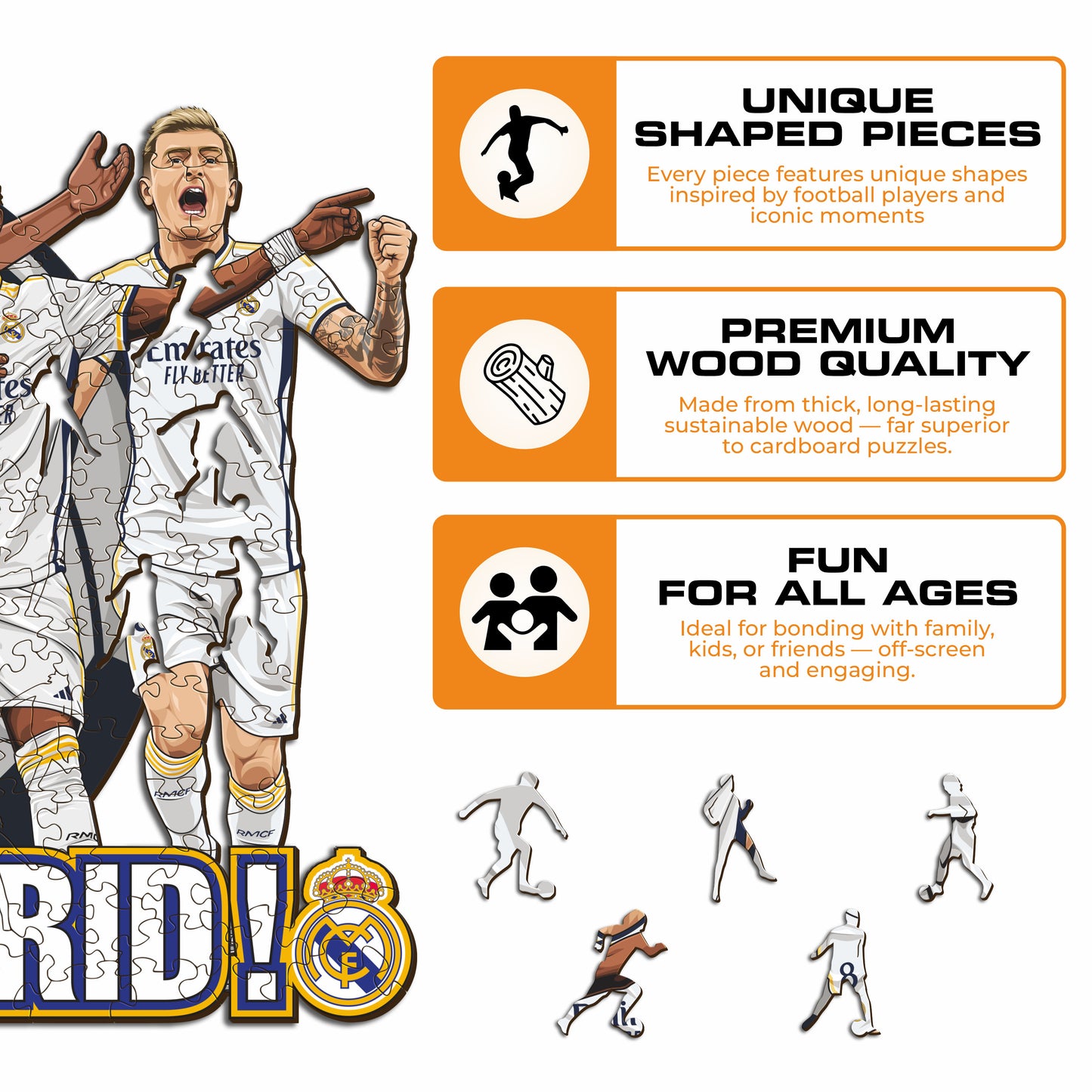 Real Madrid CF® 5 Players - Wooden Puzzle (LIMITED EDITION)