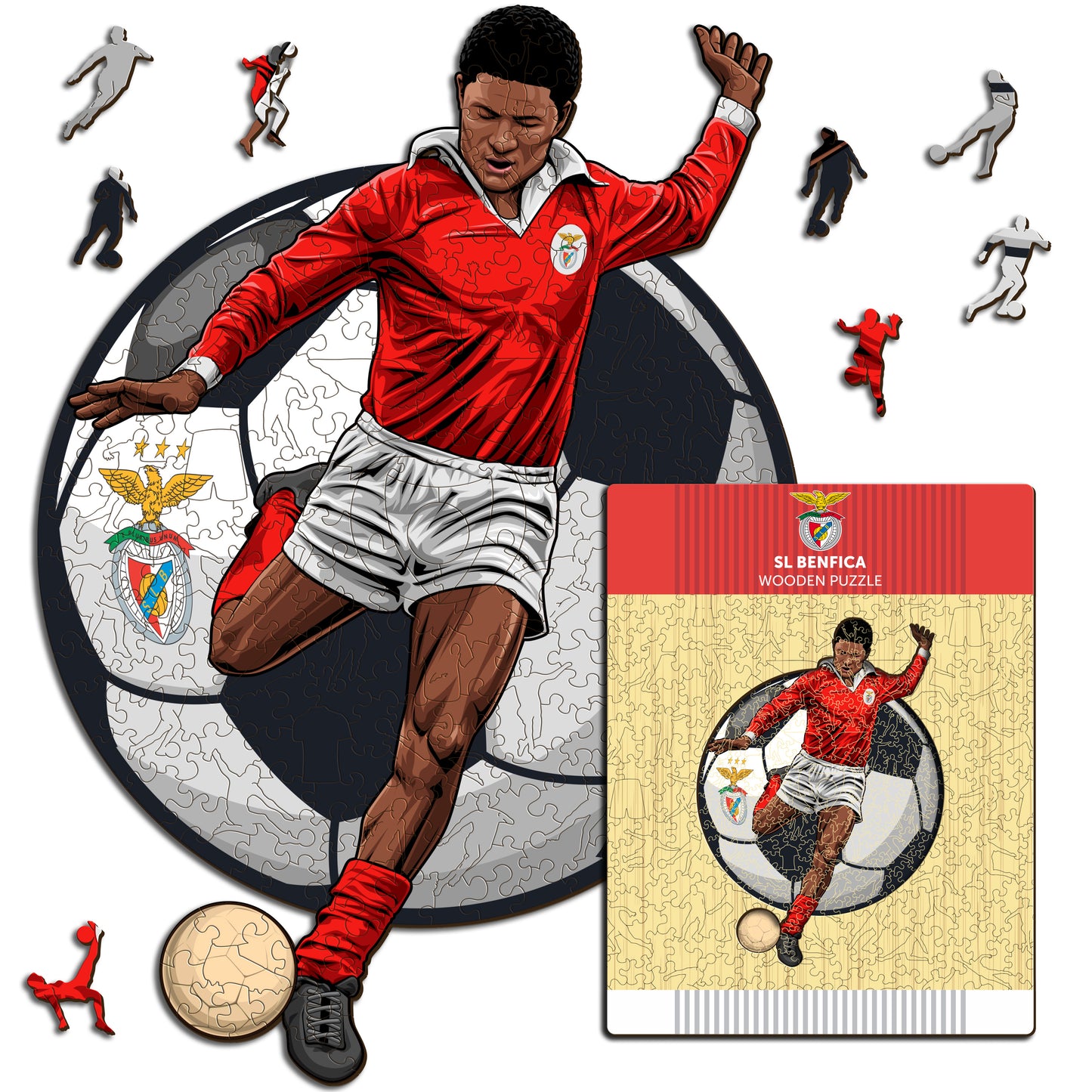 3 PACK SL Benfica® Crest + Eusebio + Stadium