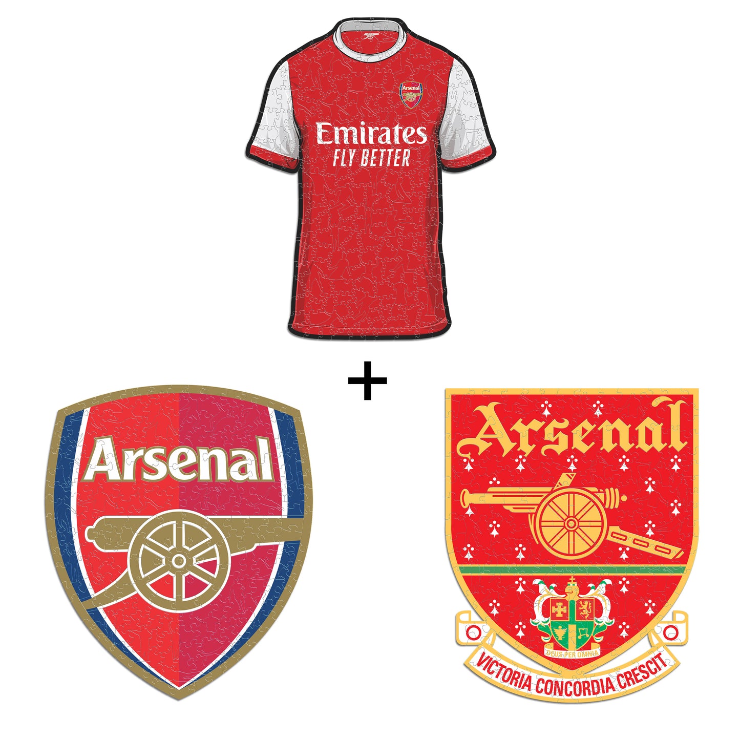 3 PACK Arsenal FC® Crest + Retro Crest + Jersey