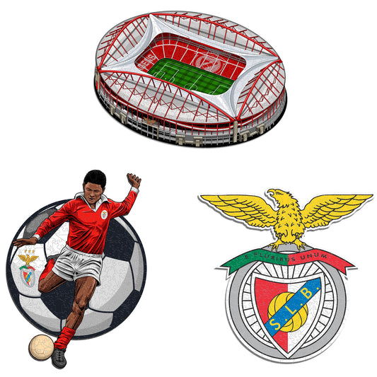 3 PACK SL Benfica® Crest + Eusebio + Stadium