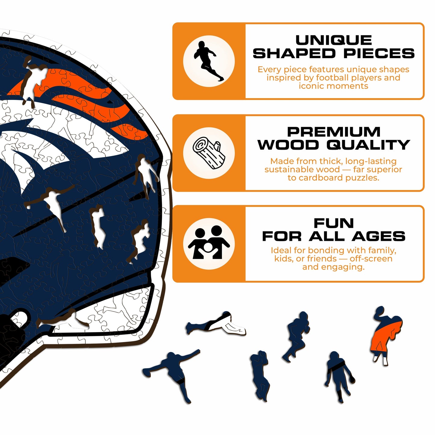 Denver Broncos™ Helmet - Wooden Puzzle