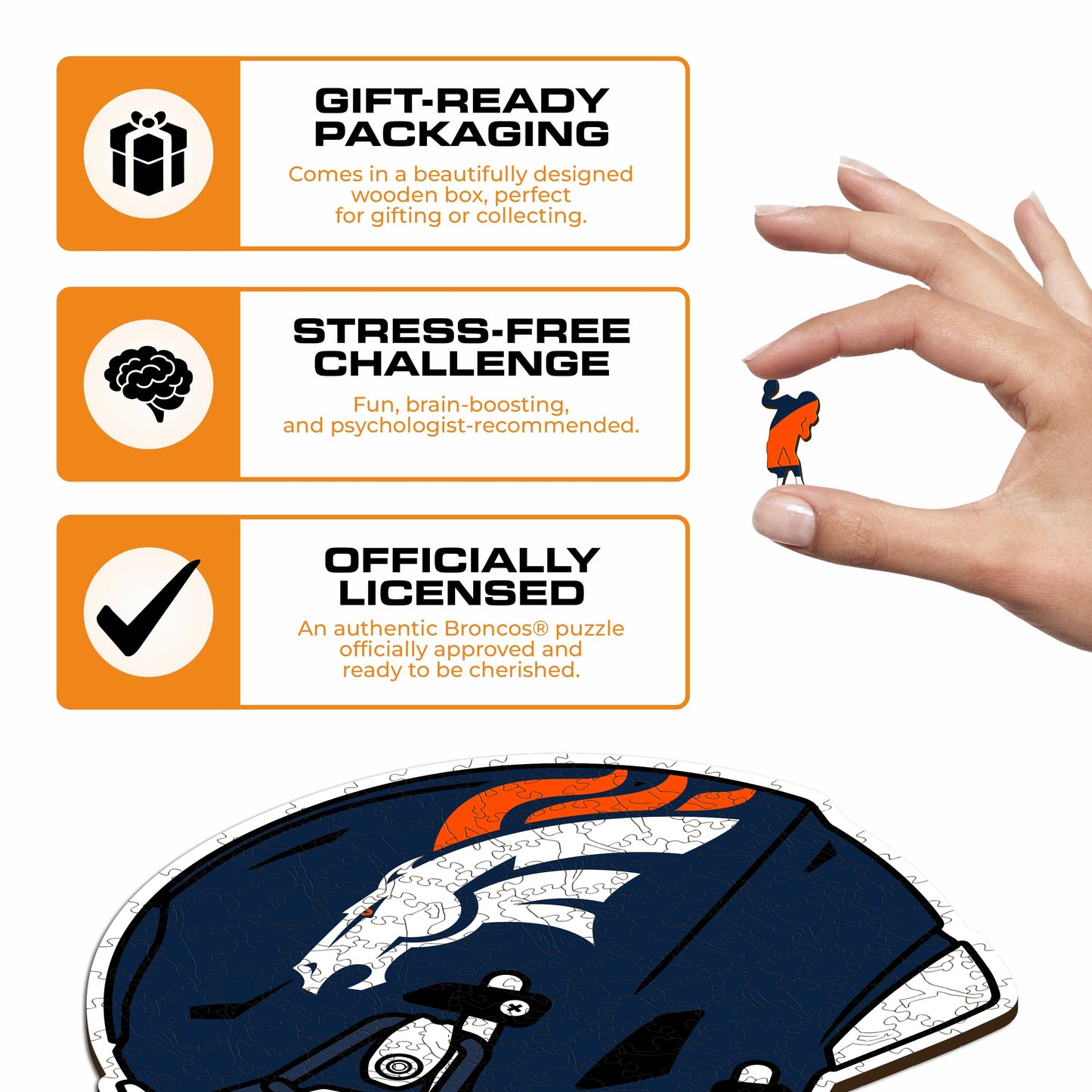 Denver Broncos™ Helmet - Wooden Puzzle