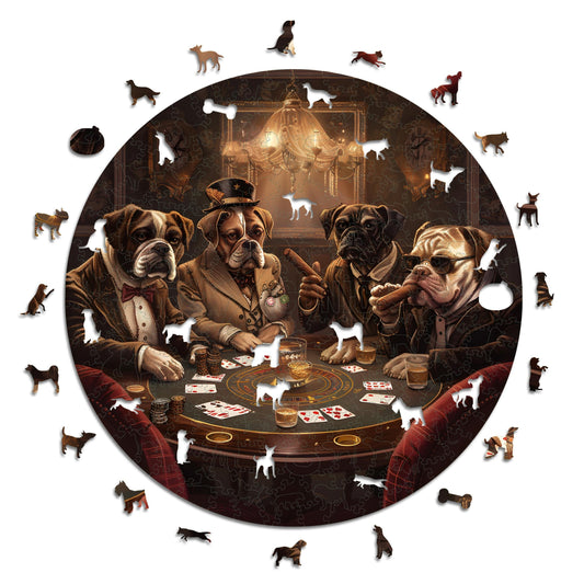 Dogs Playing Poker - Wooden Puzzle