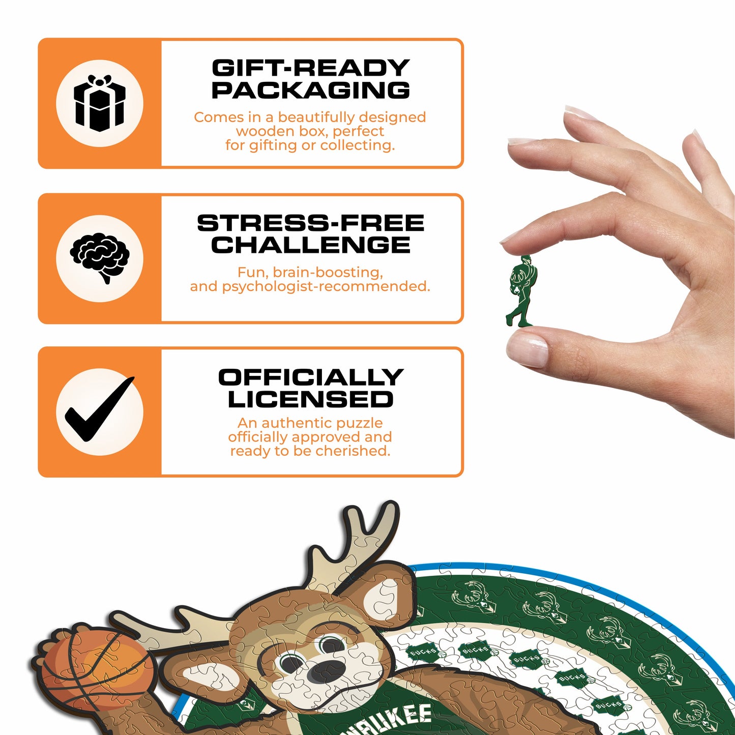 Milwaukee Bucks™ Mascot - Wooden Puzzle