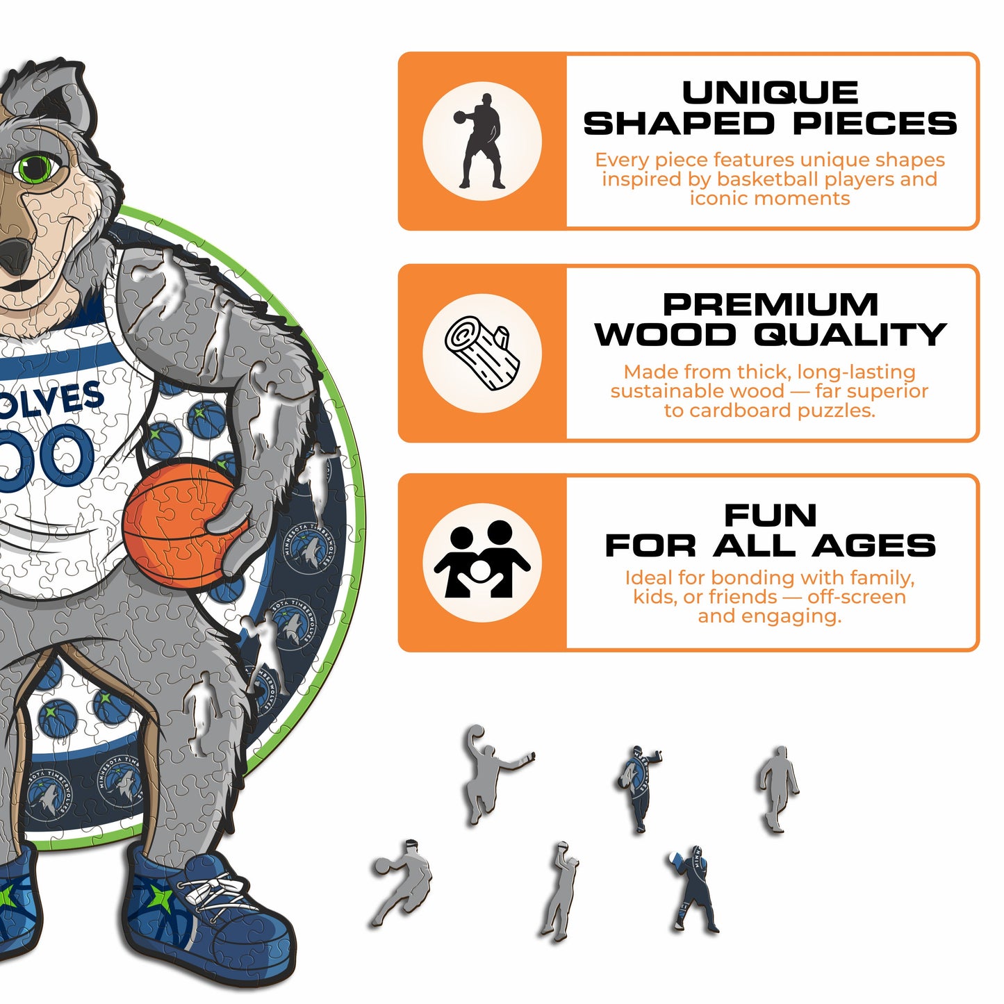 Minnesota Timberwolves™ Mascot - Wooden Puzzle
