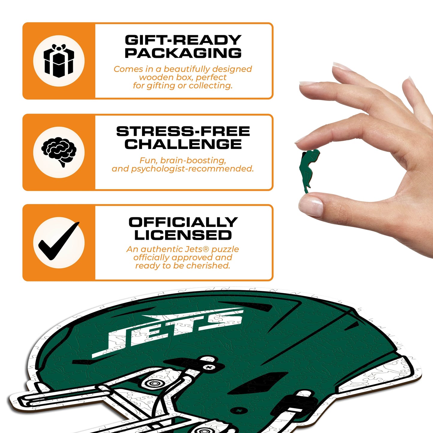 New York Jets™ Helmet - Wooden Puzzle