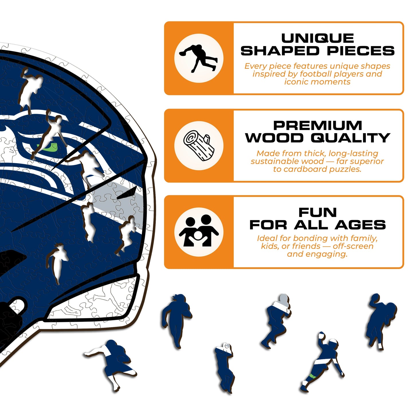Seattle Seahawks™ Helmet - Wooden Puzzle