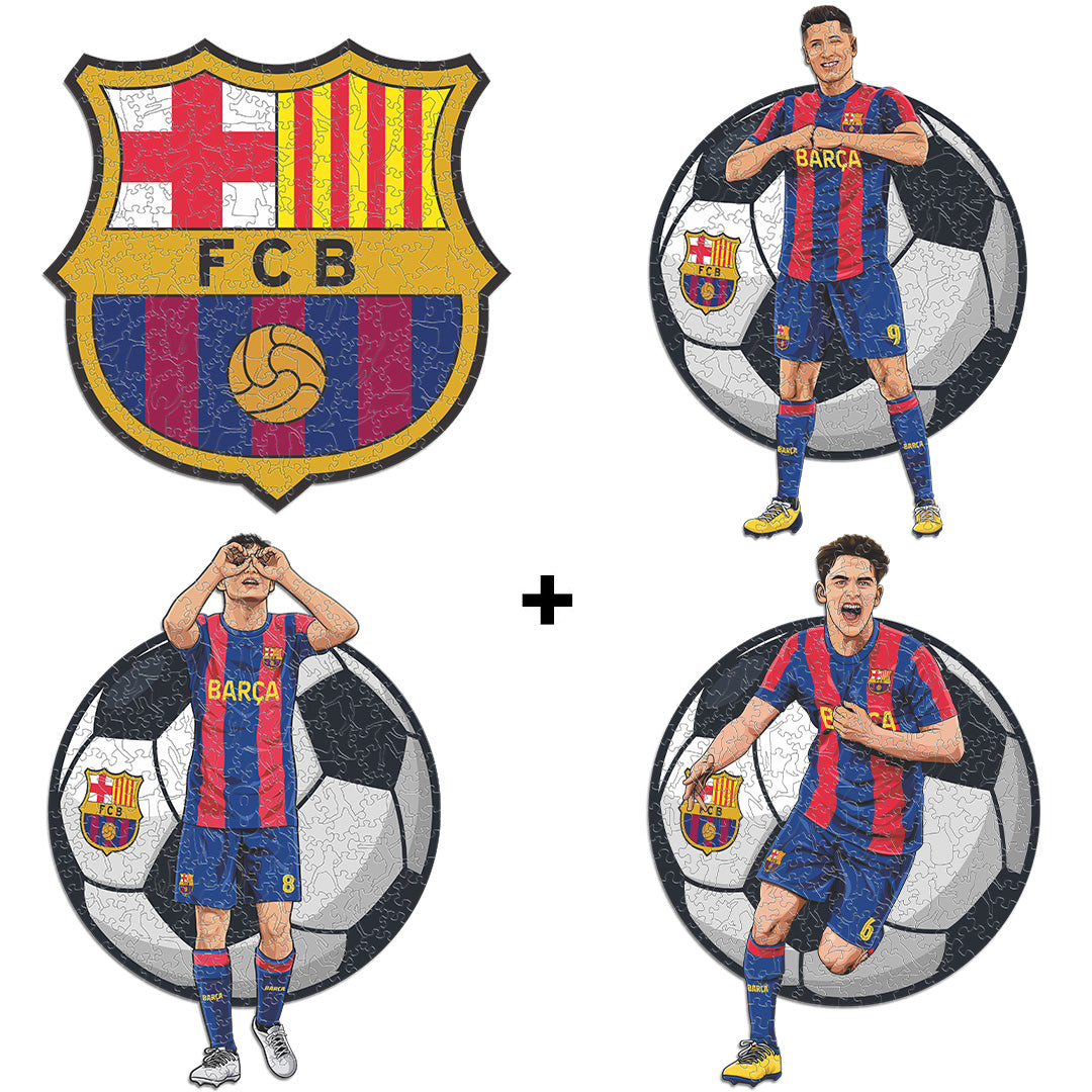 4 PACK FC Barcelona® Crest + Lewandowski + Pedri + Gavi