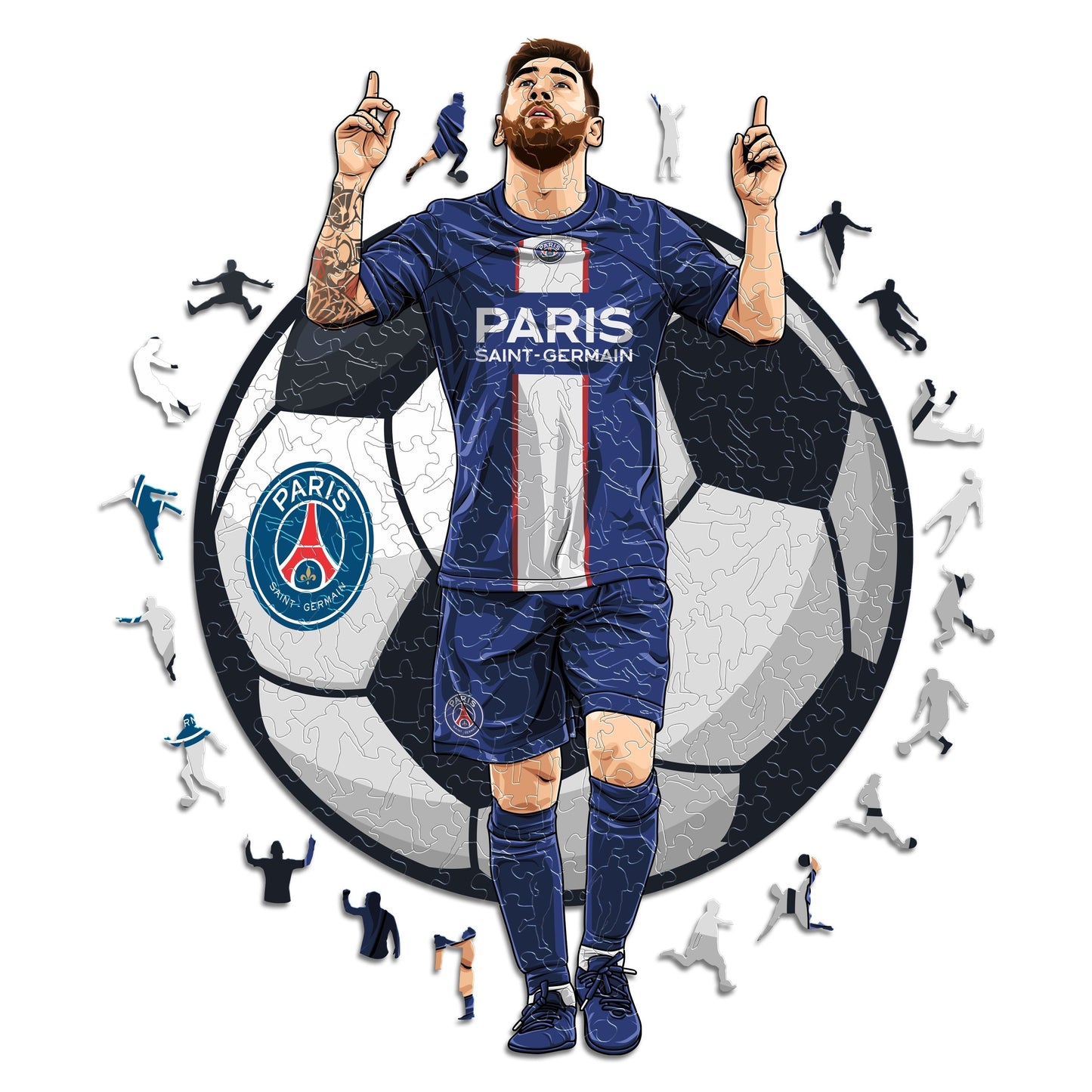 3 PACK PSG FC® Crest + Lionel Messi + Kylian Mbappé