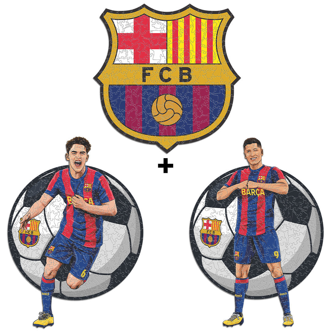 3 PACK FC Barcelona® Crest + Gavi + Lewandowski