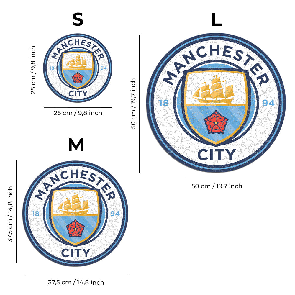2 PACK Manchester City FC® Crest Wooden Puzzle + Phone Case
